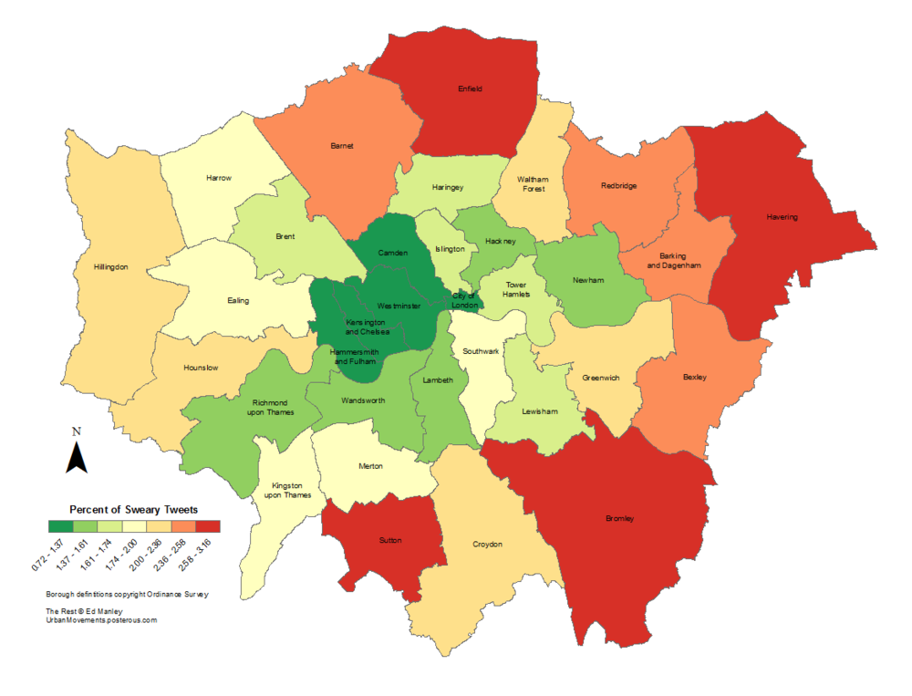 East London Boroughs Map Mapped: London's 'Rudest' Boroughs – Urbanmovements