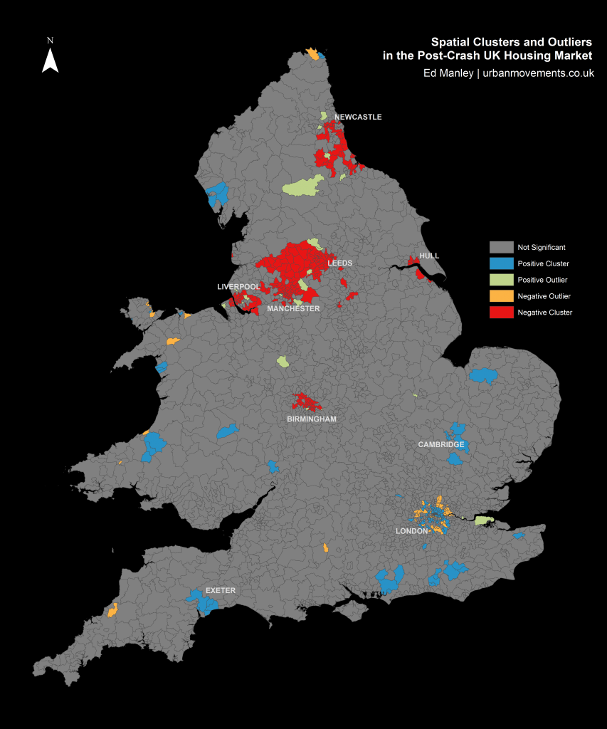 Spatial Clusters and Outliers in the Post-Crash UK Housing Market